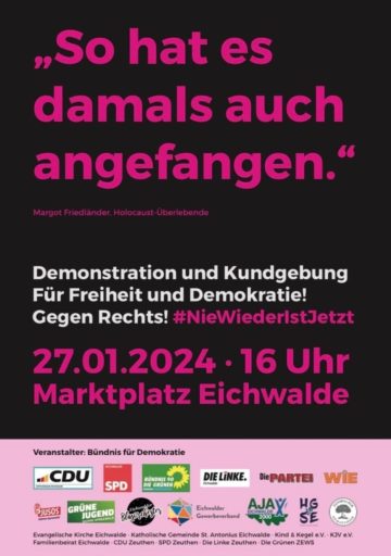 Flyer "So hat das damals auch angefangen" Demo Eichwalde